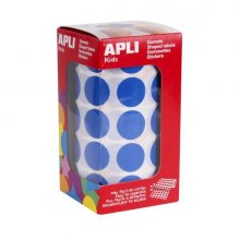Apli Rollo de 1770 Gomets Redondos Azules - Ø 20mm - Adhesivo Permanente - Desarrolla Habilidades y Capacidades en Niños