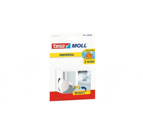 Tesa Moll Umbral Universal Aislante Multiusos 1m x 38mm - Fabricado en Espuma de PVC - Color Blanco