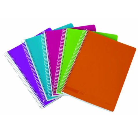 Ancor Classic Stripes Cuaderno Espiral Tamaño Folio Raya Horizontal - 80 Hojas 90gr - Tapa de Plastico - Colores Surtidos (5 uds)