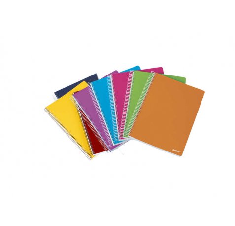 Ancor Classic Stripes Cuaderno Espiral Tamaño Folio Cuadriculado 4x4mm - 80 Hojas 90gr - Tapa de Plastico - Colores Surtidos (8 uds)