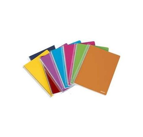 Ancor Classic Stripes Cuaderno Espiral Tamaño Folio Pautado Horizontal - 80 Hojas 90gr - Tapa de Plastico - Colores Surtidos (5 uds)