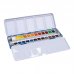 Milan Art Estuche Metalico de 24 Acuarelas Medio Godet - Opacos y Resistentes a la Luz - Mezclables - Bandeja Abatible - Colores Surtidos