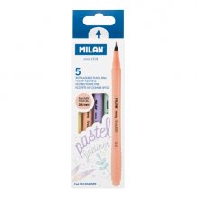 Milan Sway Fineliner Pack de 5 Rotuladores Punta Fina Sway Pastel Fineliner 0.4mm - Tinta al Agua - Punta Fina 0.4mm - Colores Surtidos