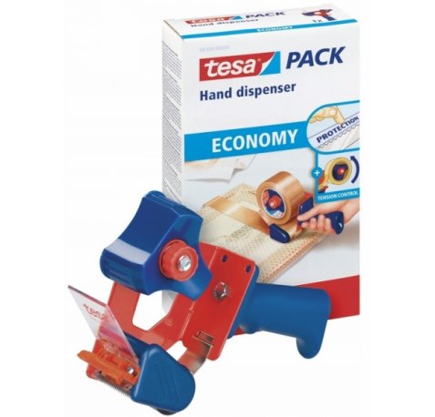Tesa 6300 Economy Precintadora para Rollos de hasta 50mm - Tension Ajustable Manualmente - Color Rojo/Azul