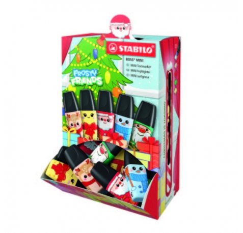 Stabilo Boss Mini Frosty Friends Expositor con 50 Marcadores Fluorescentes - Trazo entre 2 y 5mm - Tinta con Base de Agua - Antisecado - Colores Surtidos