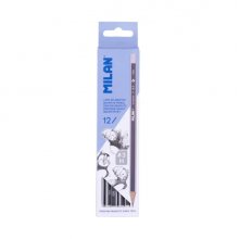 Milan Pack de 12 Lapices de Grafito Triangulares - Mina H #3 de 2mm - Resistente a la Rotura - Para Escritura y Dibujo