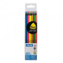 Milan Fluo Pack de 6 Lapices Triangulares de Colores - Mina 2.9mm - Ergonomicos - Resistente a la Rotura - Madera de Tilo - Colores Surtidos Milan Fluo Pack de 6 Lapices Triangulares de Colores - Mina 2.9mm - Ergonomicos - Resistente a la Rotura - Madera de Tilo - Colores Surtidos
