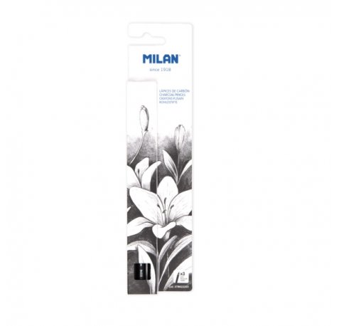 Milan Art Pack de 3 Lapices de Carboncillo - Color Negro