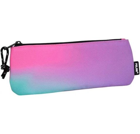 Milan Sunset Estuche Pequeño Plano Rectangular - Tejido Resistente a las Roturas y Rasgaduras - Medidas 23x9x1.3cm - Color Rosa
