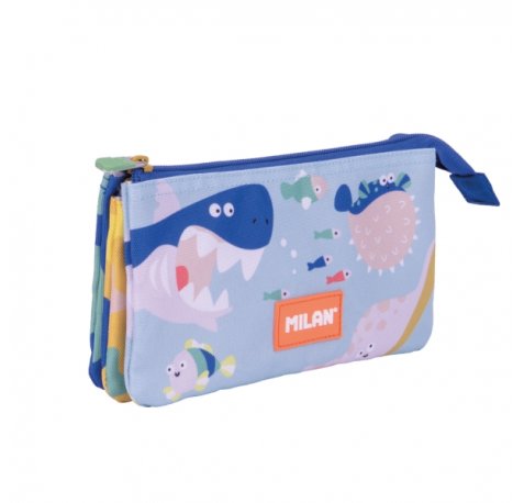 Milan Blue Odyssey Estuche Portatodo - 5 Compartimentos - 22x12x4cm - Multicolor