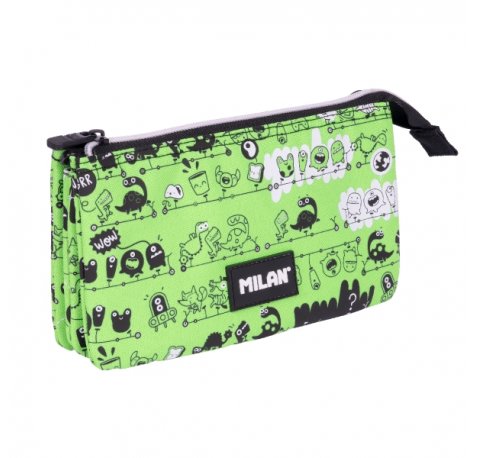 Milan Tandem 2 Estuche Portatodo - 5 Compartimentos - 22x12x4cm - Color Verde