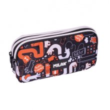 Milan Fingers Estuche Portatodo - Cremallera - 3 Compartimentos - 22x11x6.5cm - Color Naranja
