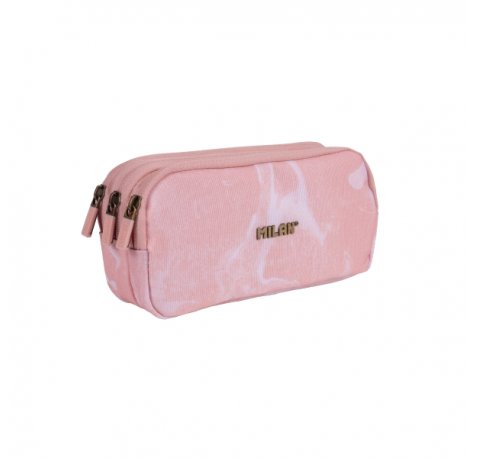 Milan Lava Estuche Portatodo - Cremallera - 3 Compartimentos - 22x11x6.5cm - Color Rosa