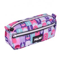 Milan Aliens 2 Estuche Portatodo - Rectangular - 2 Cremalleras - 21x8.5x6.1cm - Color Rosa