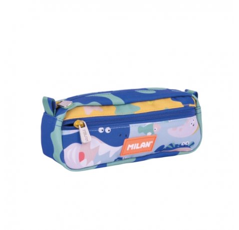 Milan Blue Odyssey Estuche Portatodo - Rectangular - 2 Cremalleras - 21x8.5x6.1cm - Multicolor