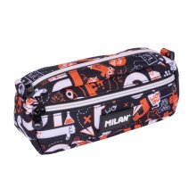 Milan Fingers Estuche Portatodo - Rectangular - 2 Cremalleras - 21x8.5x6.1cm - Color Naranja