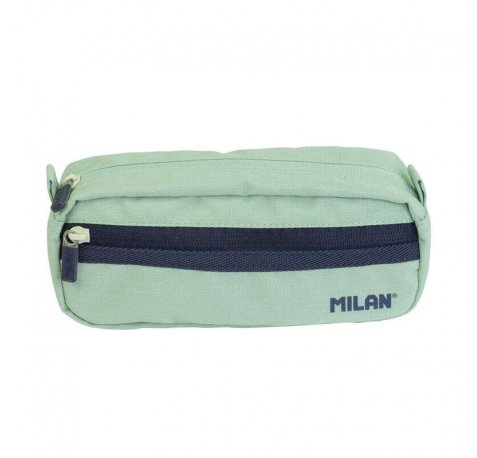 Milan Serie 1918 Estuche Portatodo Rectangular 2 Compartimentos - Tejido Resistente a las Roturas y Rasgaduras - Medidas 21x8,5x6,1cm - Color Verde