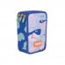 Milan Blue Odyssey Plumier de 3 Pisos con Goma de Borrar - Sacapuntas - Lapiz - 3 Boligrafos - Regla - 12 Lapices de Colores - 6 Lapices de Colores Metalizados - 5 Fluorescentes - Tijeras y 18 Rotuladores - 19.5x13x7.5cm - Multicolor