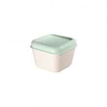 Milan Coleccion 430 Fiambrera Cuadrada 0.33L - Apta para Microondas, Lavavajillas y Congelador - Libre de BPA - Medidas 10x10x7,5cm - Color Beige/Verde
