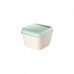 Milan Coleccion 430 Fiambrera Cuadrada 0.33L - Apta para Microondas, Lavavajillas y Congelador - Libre de BPA - Medidas 10x10x7,5cm - Color Beige/Verde