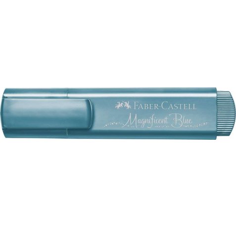 Faber-Castell Rotulador Marcador Fluorescente Textliner 46 - Punta Biselada - Trazo entre 1.2mm y 5mm - Tinta con Base de Agua - Color Azul Metalico (10 uds)