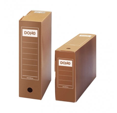 Dohe Caja de Archivo Definitivo Polipropileno Acanalado - Tamaño Folio Prolongado - Utilizable en Horizontal y Vertical - Facil Montaje - Color Marron