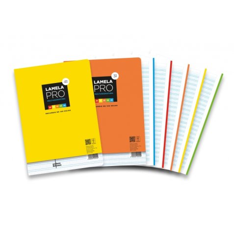 Lamela Pro Recambio Multitarea de 100 Hojas de 90g/m2 - Formato A4 - Pauta Cuadrovia de 3mm - Papel Offset Blanco Extra - Certificacion PEFC