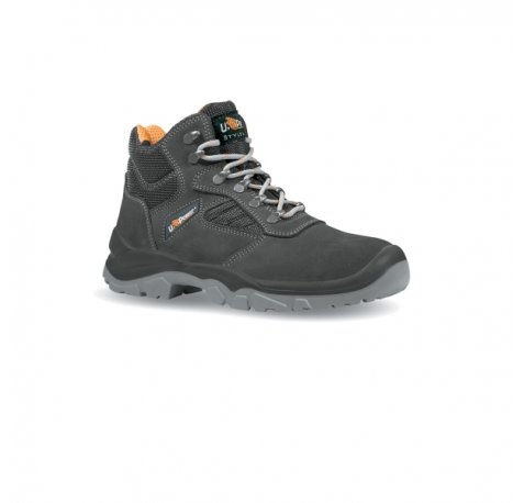 Upower Real L Calzado de Seguridad Altos - Talla 47 - Empeine en Gamuza Transpirable, Puntal en Acero, Antiperforacion, Antideslizante, Proteccion S1P FO SR - Color Gris