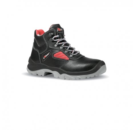 Upower Mayon L Calzado de Seguridad Altos - Talla 43 - Cuero Hidrofugo, Puntal de Acero, Antiperforacion, Suela Antideslizante, Lamina de Acero Ergonomica, Proteccion S3 FO SR - Color Negro