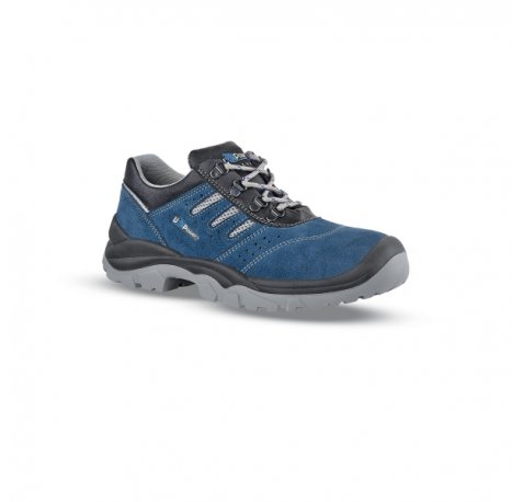 Upower Better S Calzado de Seguridad Bajos - Talla 44 - Empeine Gamuza Transpirable, Puntal Acero, Antiperforacion, Suela Antideslizante PU/PU, Proteccion S1PS FO SR - Color Azul
