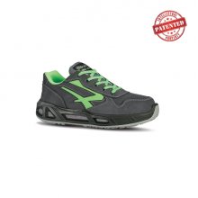 Upower Yoda Carpet S ESD Calzado de Seguridad Bajos - Talla 48 - Cuero Nubuck, Puntera de Aluminio, Hidrofugos, Antiarrugas, Antideslizantes, Proteccion S3S CI FO SR - Color Gris/Verde