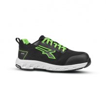 Upower Aton ESD Zapato Bajo de Seguridad - Talla 48 - Transpirable y Flexible, Puntera Fibertoe, Plantilla Antiperforacion Ultraligera, Suela EVA y Caucho, Proteccion S1PS HI HRO FO SR - Color Negro/Verde