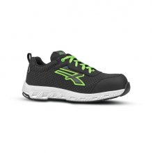 Upower Mitch ESD Calzado de Seguridad - Talla 35 - Proteccion S3S CI HI HRO FO SR, Resistencia a la Abrasion, Hidrofugos y Transpirables, Puntera Fibertoe, Suela Antideslizante - Color Negro/Verde