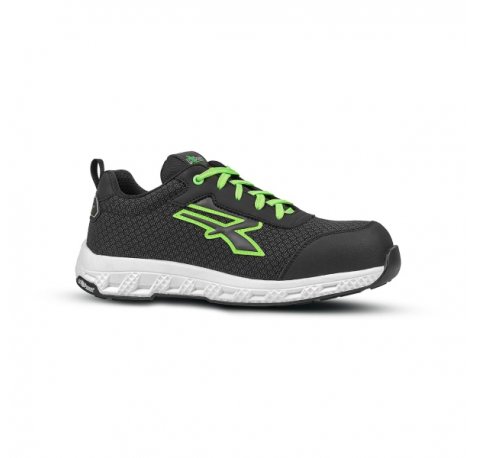 Upower Mitch ESD Calzado de Seguridad - Talla 42 - Proteccion S3S CI HI HRO FO SR, Resistencia a la Abrasion, Hidrofugos y Transpirables, Puntera Fibertoe, Suela Antideslizante - Color Negro/Verde