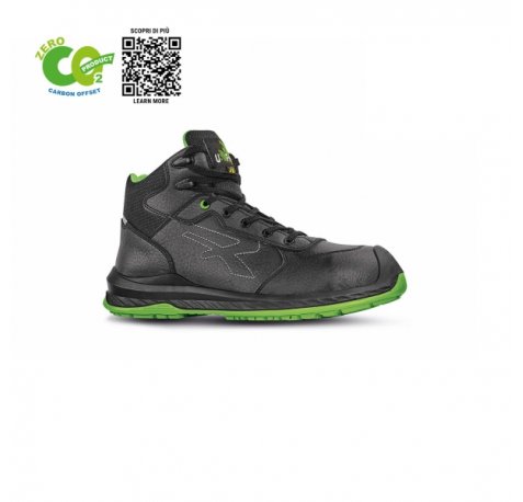 Upower Niagara UK S ESD Calzado de Seguridad de Invierno - Talla 44 - Microfibra Suave, Proteccion S3S CI FO SR, Ligero y Comodo - Color Negro/Verde