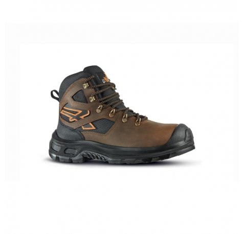 Upower Montana UK S ESD Calzado de Seguridad - Talla 44 - Piel Pull-Up Hidrofuga, Puntera Compuesta AirToe, Plantilla Antifatiga, Suela Antideslizante y Antiestatica, Proteccion Aislamiento Frio CI - Color Marron