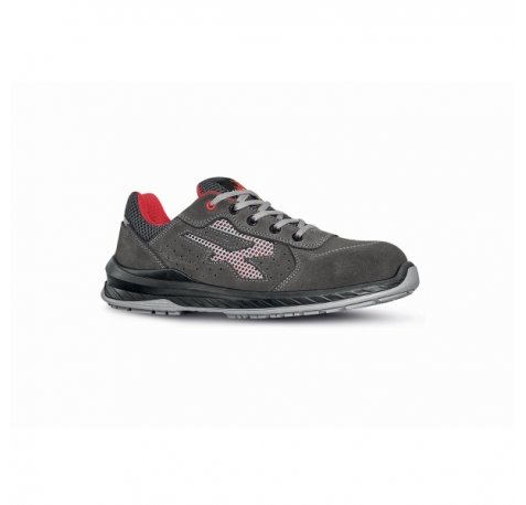 Upower Radial S ESD Calzado de Seguridad con Puntera Airtoe Composite - Talla 39 - Suela Antideslizante Resistente al Aceite, Sistema Antiperforacion, Plantilla Antifatiga - Color Gris/Rojo