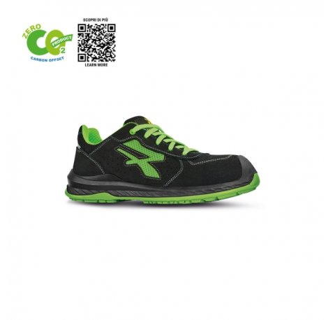 Upower Canyon UK S ESD Calzado de Seguridad - Talla 45 - Proteccion S1PS FO SR, Maxima Comodidad - Color Negro/Verde