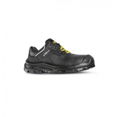 Upower Drax S ESD Calzado de Seguridad Laboral - Talla 48 - Hidrofugos, Resistencia a la Abrasion, Puntera AirToe Composite, Sistema Antiperforacion, Plantilla Anatomica Transpirable, Proteccion Frio - Color Negro/Amarlllo