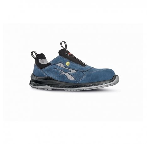 Upower Mistral S ESD Calzado de Seguridad Ligeros y Comodos - Talla 35 - Gamuza Perforada, sin Cordones, Plantilla Antifatiga, Suela Antideslizante, Puntera Composite, Proteccion S1PS FO SR - Color Azul