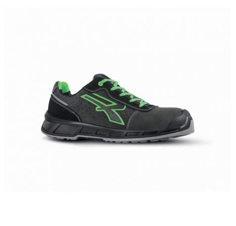 Upower Taylor S ESD Calzado de Seguridad Transpirables - Talla 46 - Gamuza Perforada, Punta Refuerzo Poliuretano, Anti-Perforacion, Antideslizantes, Plantilla Antibacteriana - Color Gris/Verde