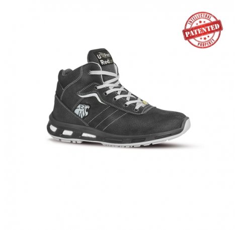 Upower Shape S ESD Calzado de Seguridad Altos - Talla 43 - Cuero Nubuck Resistente, Puntera de Aluminio, Hidrofugos, Antiarrugas, Suela Antideslizante, Proteccion S3S CI FO SR - Color Gris Oscuro