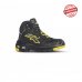 Upower Cosmo S Calzado Altos de Seguridad - Talla 40 - Piel Pull-Up Suave, Hidrofugos, Puntera Aluminio AirToe, Suela PU/Vibram, Costuras Kevlar, Proteccion S3S CI HI HRO FO SR - Color Negro/Amarlllo