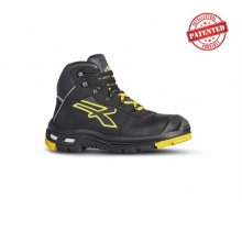 Upower Cosmo S Calzado Altos de Seguridad Laboral - Talla 41 - Piel Pull-Up Suave, Hidrofugos, Puntera Aluminio AirToe, Suela PU/Vibram, Costuras Kevlar, Proteccion S3S CI HI HRO FO SR - Color Negro/Amarlllo