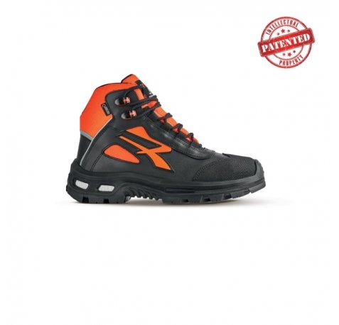 Upower Spirit S Zapato de Seguridad Alto - Talla 46 - Forro de Cuero de Grano Suave, Puntera Resistente a la Abrasion, Repelente al Agua, Forro Gore-Tex, Proteccion S7S CI FO SR - Color Gris/Naranja