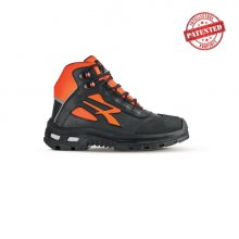 Upower Kreed S ESD Zapato de Seguridad Alto - Talla 39 - Forro de Cuero Suave, Puntera Resistente a la Abrasion, Repelente al Agua, Proteccion S3S CI FO SR - Color Negro/Naranja