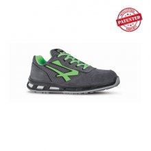 Upower Point S ESD Calzado de Seguridad Bajos - Talla 37 - Parte Superior de Nailon Ultraflexible y Gamuza Suave, Puntera de Aluminio, Antiarrugas, Antideslizante, Suela de Poliuretano, Proteccion S1PS FO SR - Color Gris Oscuro/Verde