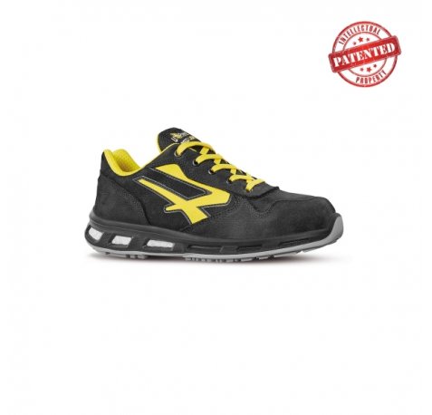 Upower Bolt S ESD Calzado de Seguridad Bajos - Talla 48 - Cuero Nubuck Resistente al Agua, Puntera de Aluminio, Suela PU/PU Infinergy, Hidrofugos, Antiarrugas, Antideslizantes, Proteccion S3S CI FO SR - Color Negro/Amarillo