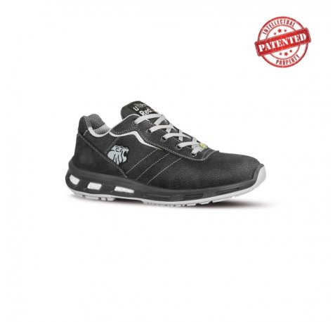 Upower Club S ESD Calzado de Seguridad Bajos - Talla 38 - Cuero Nubuck Resistente, Puntera de Aluminio, Proteccion Hidrofuga, Antiarrugas, Antideslizante, Suela de Poliuretano, Clase S3S CI FO SR - Color Gris Oscuro