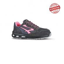Upower Cherry S ESD Calzado de Seguridad Bajos - Talla 40 - Parte Superior de Nailon Ultraflexible y Gamuza Suave, Puntera de Aluminio, Suela Antideslizante, Proteccion S1PS FO SR - Color Gris/Rosa